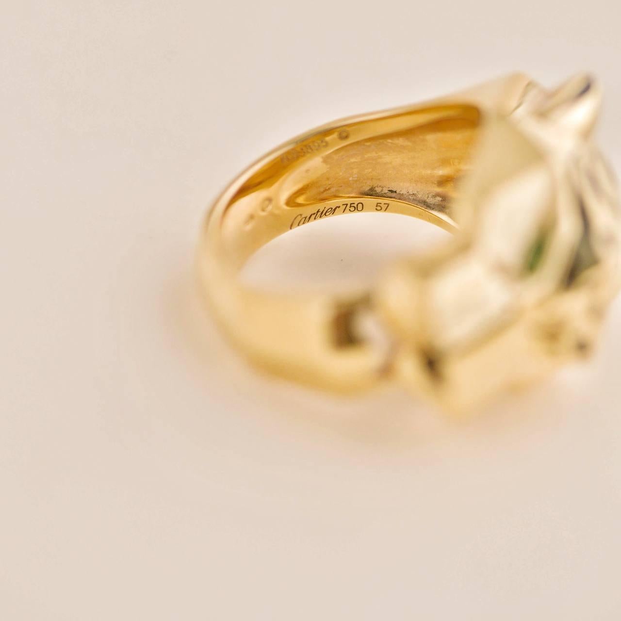 Cartier Panthère de Cartier 18k Yellow Gold Garnet Onyx Ring Size 57 3