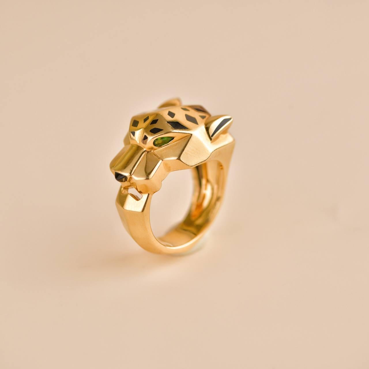 Cartier Panthère de Cartier 18k Yellow Gold Garnet Onyx Ring Size 57 2