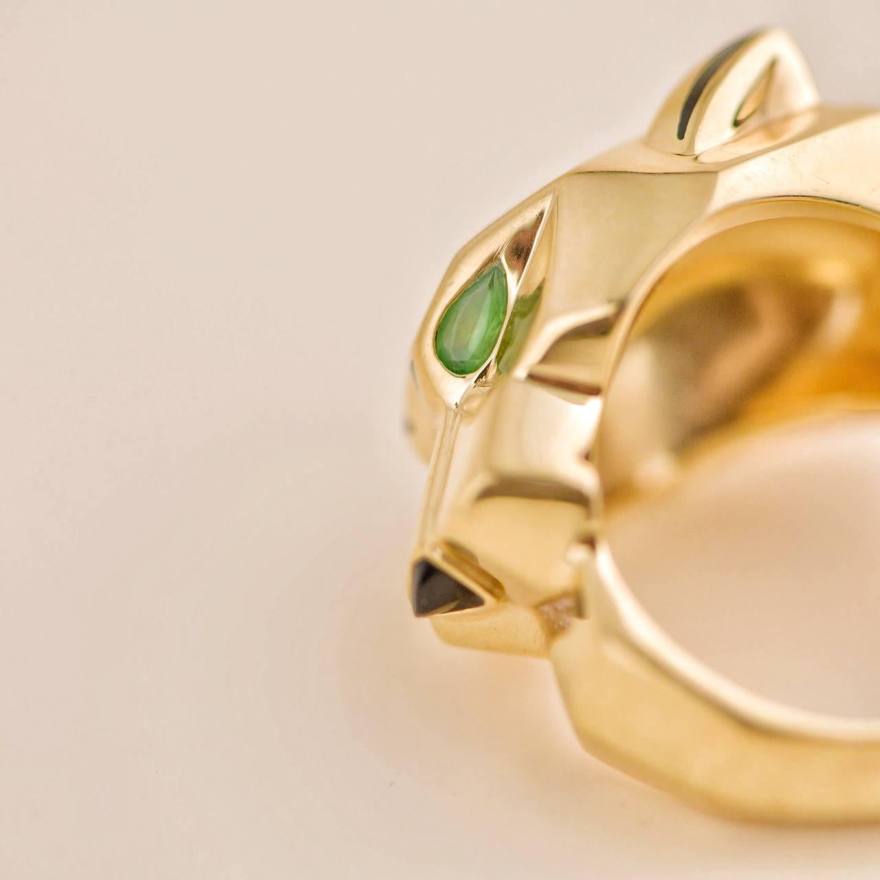 Cartier Panthère de Cartier 18k Yellow Gold Garnet Onyx Ring Size 57 4