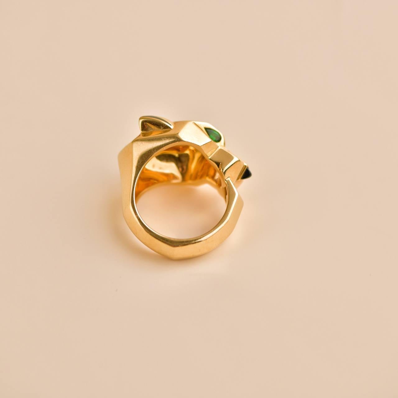 Cartier Panthère de Cartier 18k Yellow Gold Garnet Onyx Ring Size 57 3