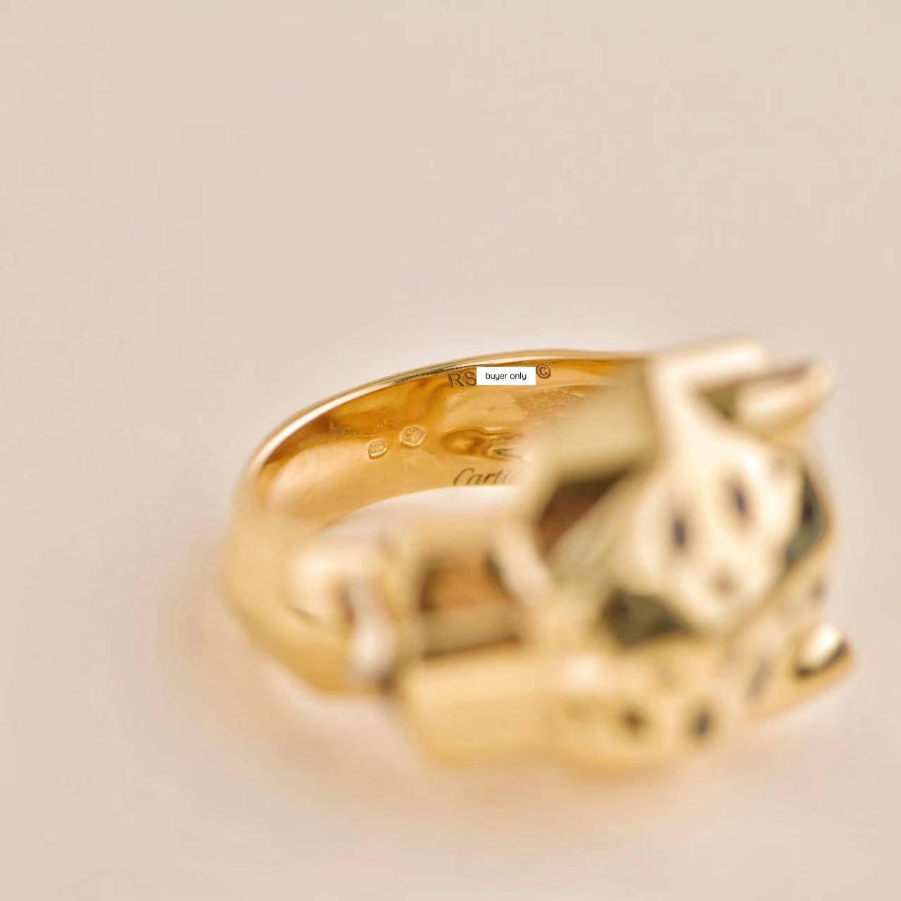 Cartier Panthère de Cartier 18k Yellow Gold Garnet Onyx Ring Size 57 5