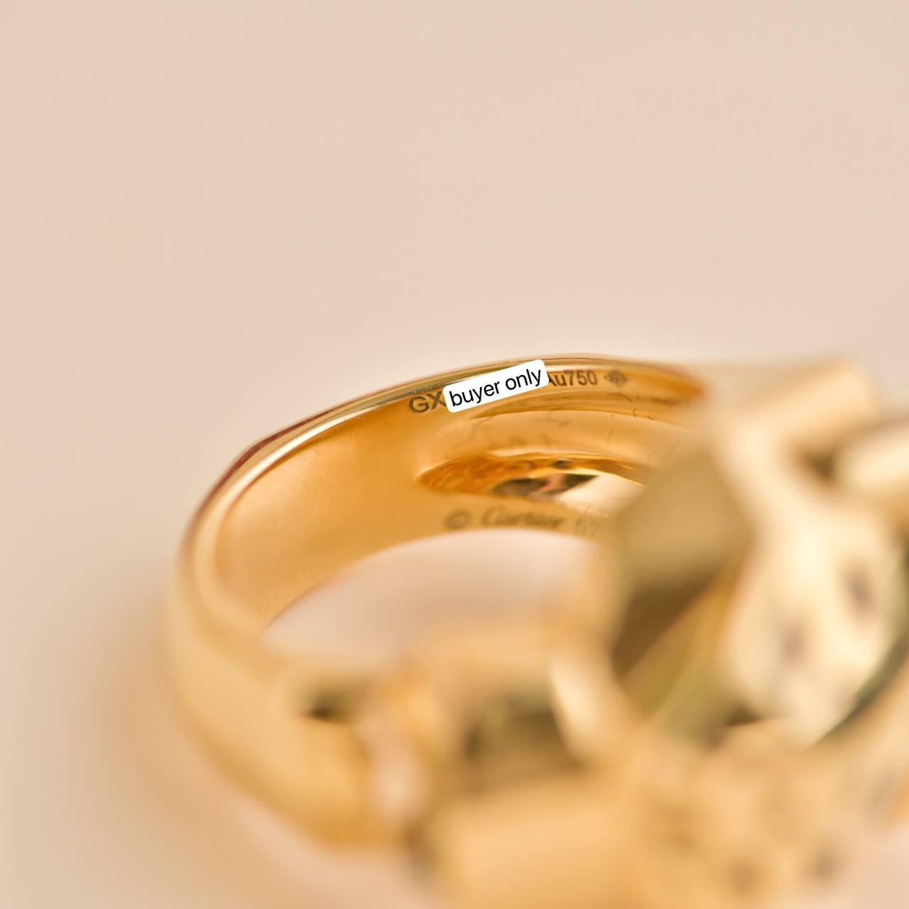 Cartier Panthère de Cartier 18k Yellow Gold Garnet Onyx Ring Size 57 4