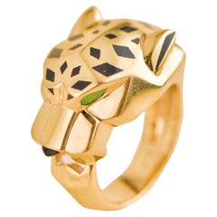 Cartier Panthère de Cartier 18k Yellow Gold Garnet Onyx Ring Size 57
