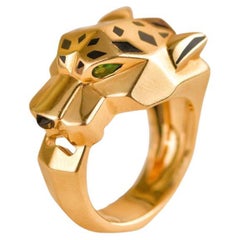 Cartier Panthère de Cartier 18k Yellow Gold Garnet Onyx Ring Size 57