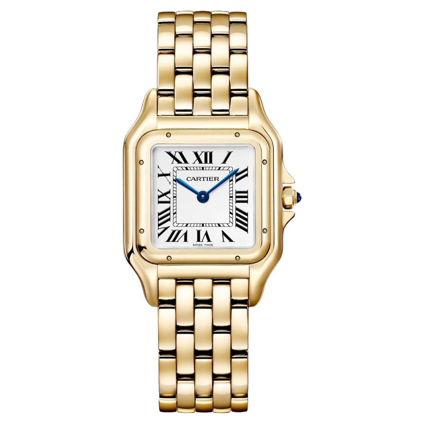 Cartier Panthère de Cartier 18K Yellow Gold Silvered Dial Watch WGPN0058
