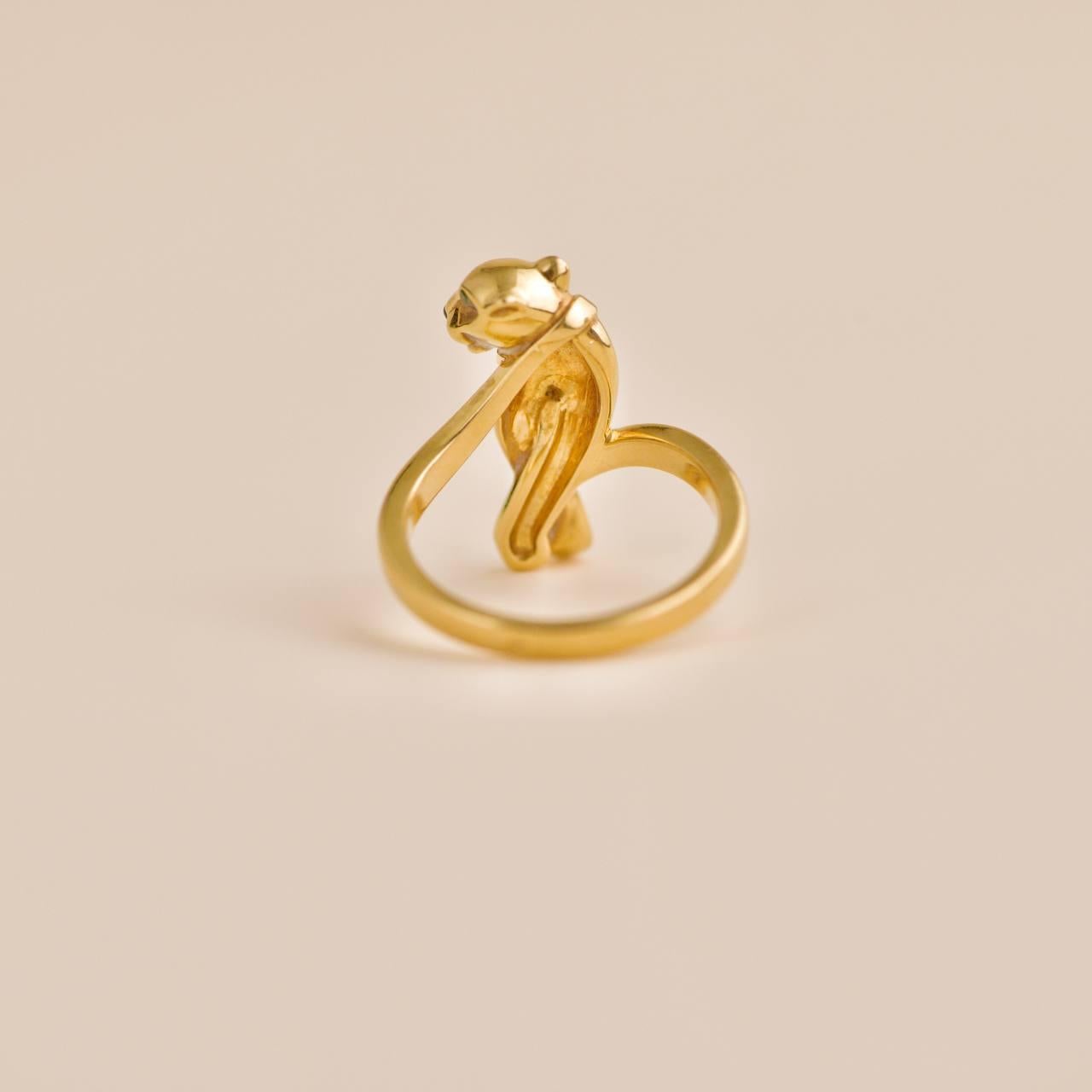 Women's or Men's Cartier Panthère De Cartier 18k Yellow Gold Tsavorite Ring Size 55 For Sale