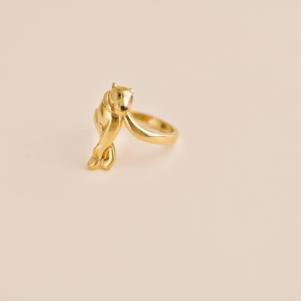 Cartier Panthère De Cartier 18k Yellow Gold Tsavorite Ring Size 55 For Sale 1