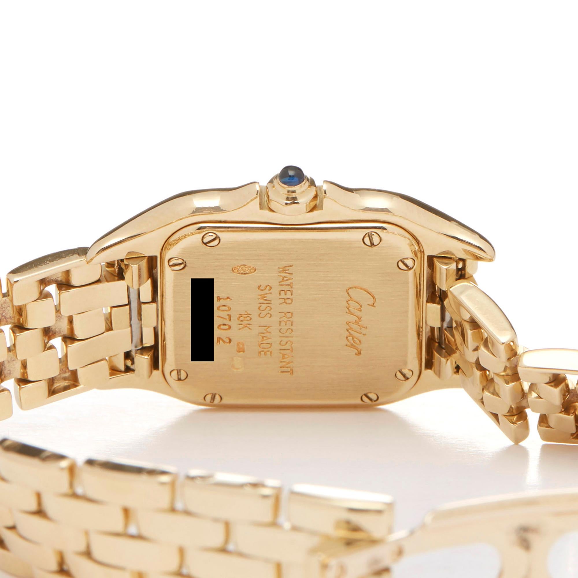 Cartier Panthere De Cartier 18k Yellow Gold W25022B9 Or 1070 Wristwatch In Excellent Condition In Bishops Stortford, Hertfordshire