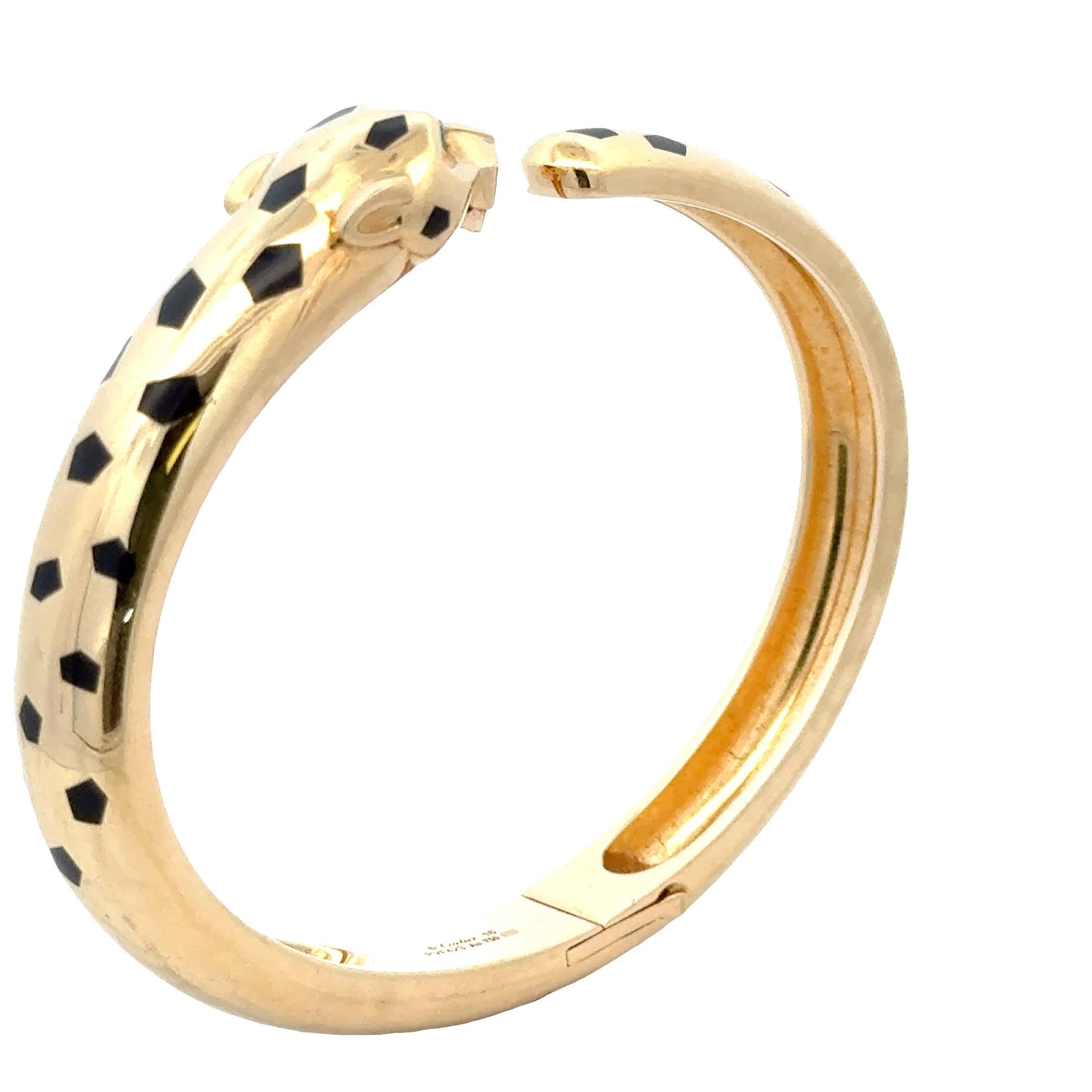 Cartier Panthère de Cartier 18KYG Tsavorite Medium Model Cuff Bangle Bracelet 16 en venta 4