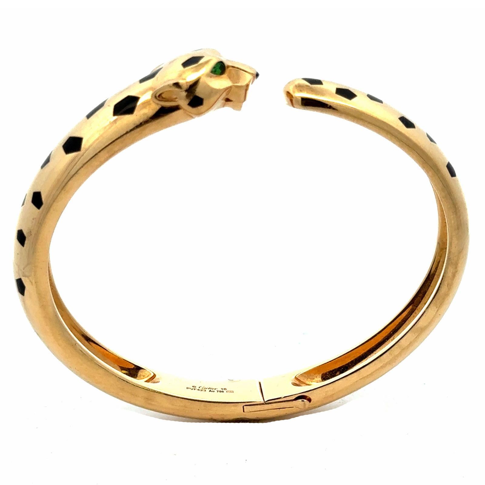 Cartier Panthère de Cartier 18KYG Tsavorite Medium Model Cuff Bangle Bracelet 16 en venta 5