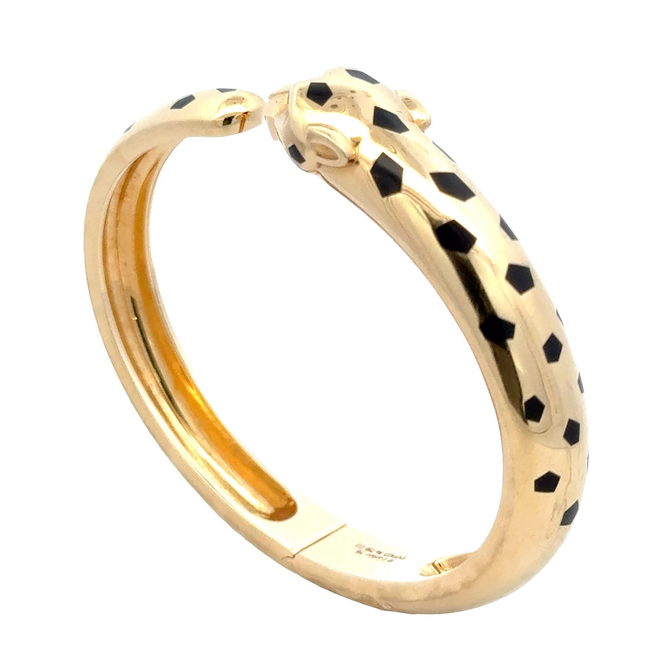Cartier Panthère de Cartier 18KYG Tsavorite Medium Model Cuff Bangle Bracelet 16 Moderno en venta