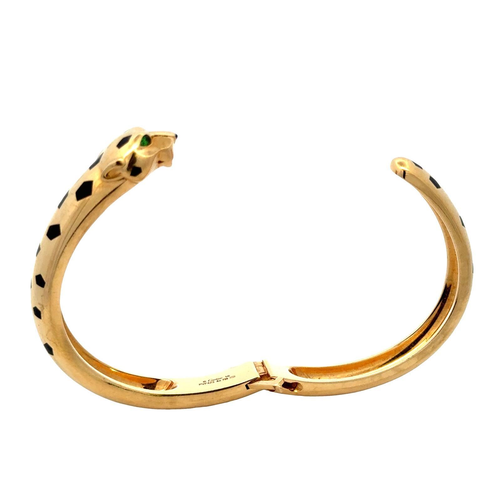 De las mujeres Cartier Panthère de Cartier 18KYG Tsavorite Medium Model Cuff Bangle Bracelet 16 en venta