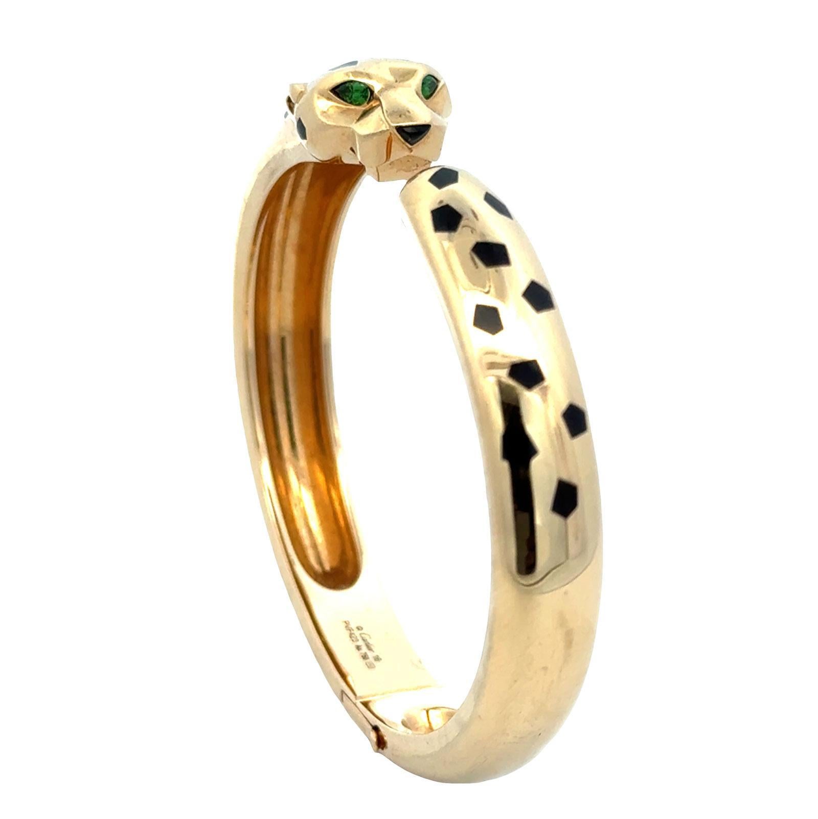 Cartier Panthère de Cartier 18KYG Tsavorite Medium Model Cuff Bangle Bracelet 16 en venta 1