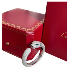 Cartier Panthère de Cartier Bracelet Pavé Diamonds Emeralds Onyx Size 16