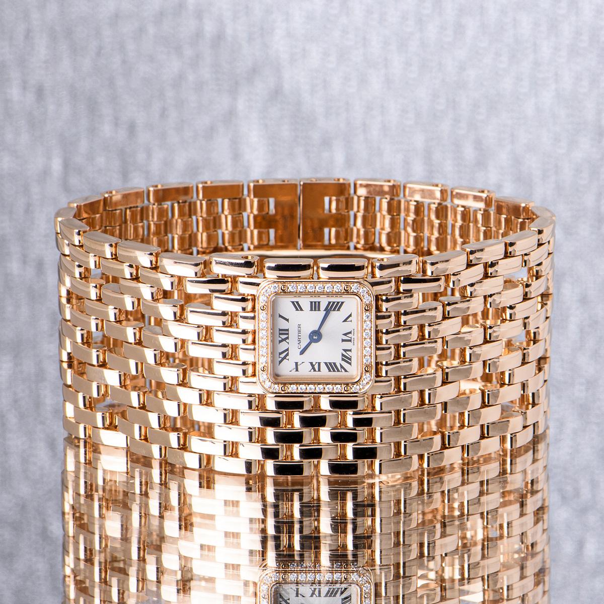 Round Cut Cartier Panthere de Cartier Cuff Watch Rose Gold WJPN0022