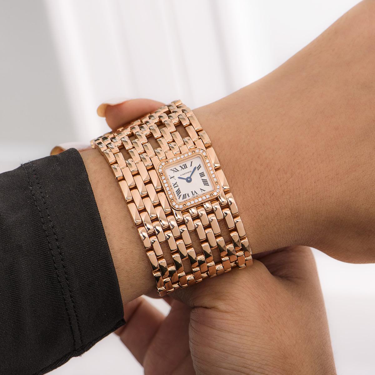 Cartier Panthere de Cartier Cuff Watch Rose Gold WJPN0022 In Excellent Condition In Mayfair, London, London