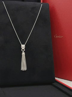 Cartier Panthère de Cartier Diamond 18K White Gold Tassel Pendant Necklace