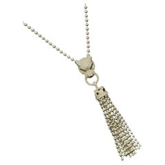 Cartier Panthère de Cartier Diamond 18K White Gold Tassel Pendant Necklace