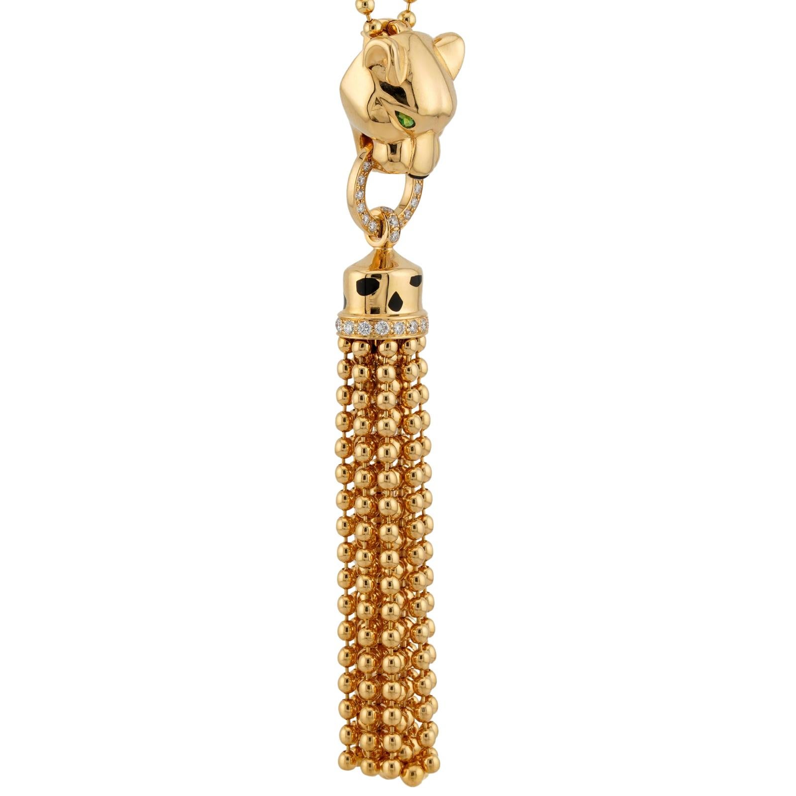 Women's CARTIER Panthere de Cartier Diamond 18k Yellow Gold Necklace For Sale