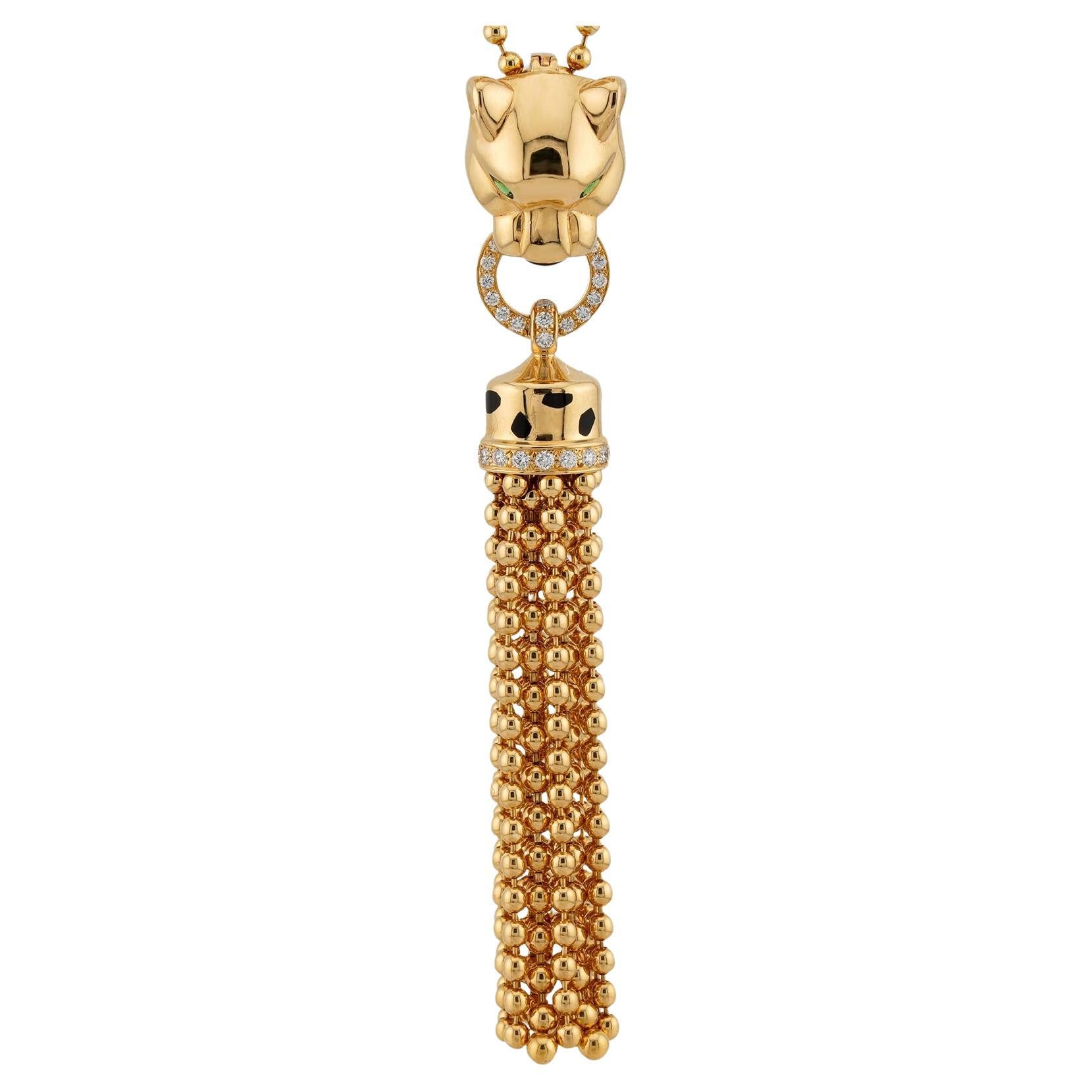 CARTIER Panthere de Cartier Halskette aus 18 Karat Gelbgold mit Diamanten im Angebot