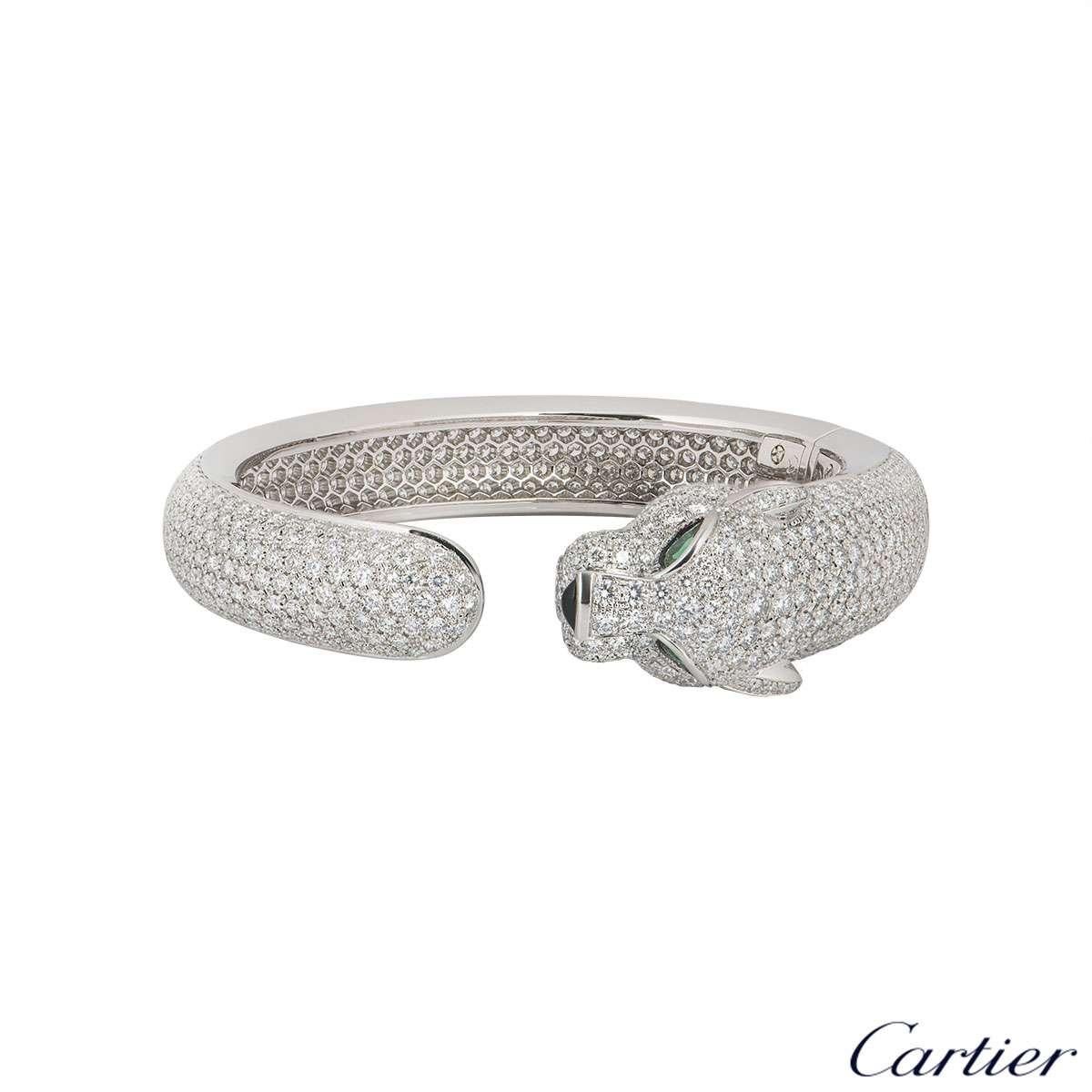 Cartier Panthere De Cartier Diamond and Emerald Bracelet 15.74 Carat In Excellent Condition In London, GB