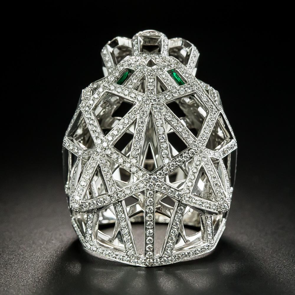 Pear Cut Cartier Panthere de Cartier Diamond and Emerald Ring For Sale