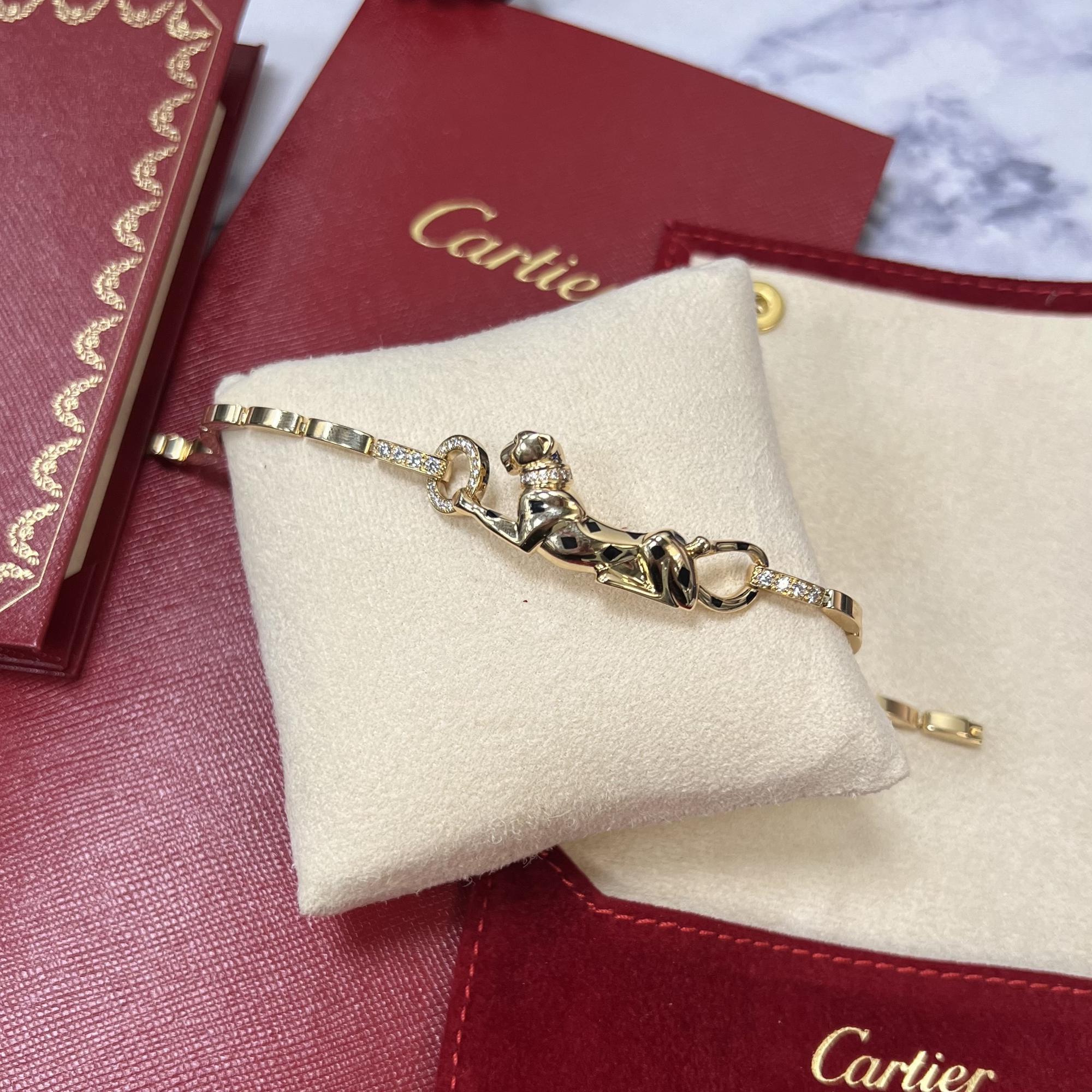 Modern Cartier Panthere De Cartier Diamond Bracelet 18K Yellow Gold