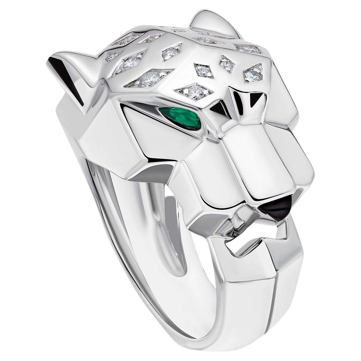 Cartier 18 Karat White Gold Panthere de Cartier Ring For Sale at 1stDibs | cartier  panthere ring, panthère de cartier ring, panthere de cartier ring white gold
