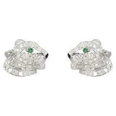 Cartier "Panthere de Cartier" Diamond, Emerald Earrings