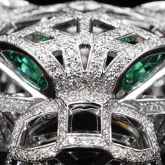 Cartier Panthère de Cartier Diamond Emerald Onyx 18k White Gold Ring