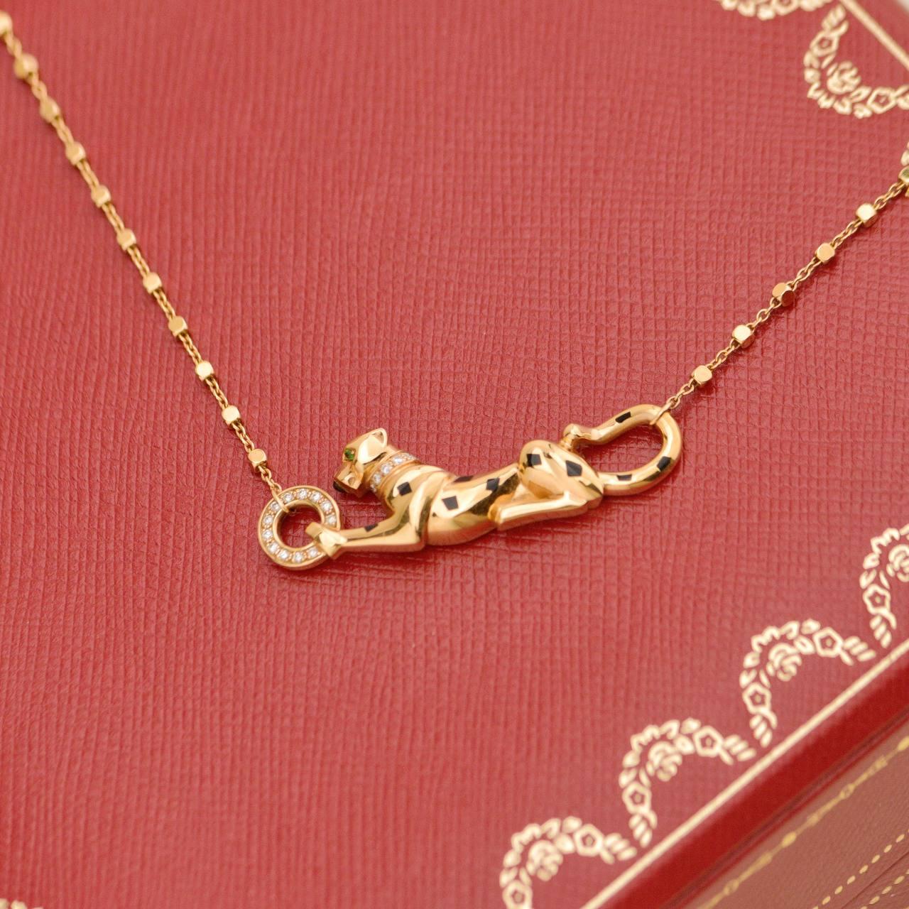 Cartier Panthère de Cartier Collar de oro rosa de 18 quilates con diamantes, granate y ónice Corte brillante en venta