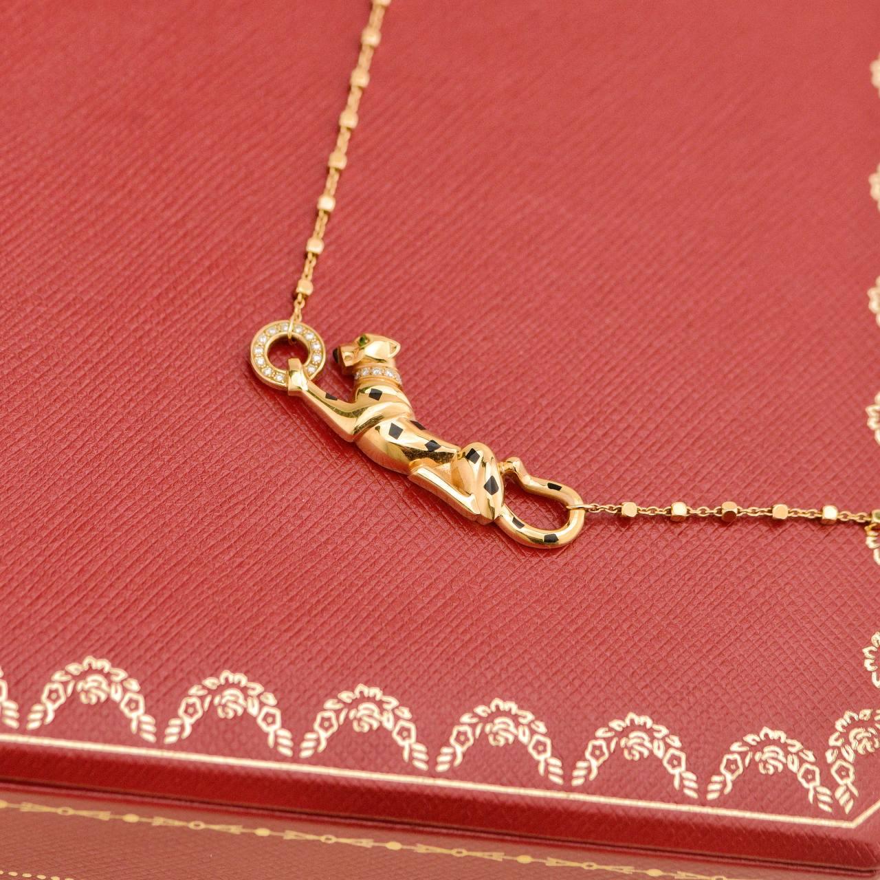 Cartier Panthère de Cartier Collar de oro rosa de 18 quilates con diamantes, granate y ónice en Excelente estado para la venta en Banbury, GB