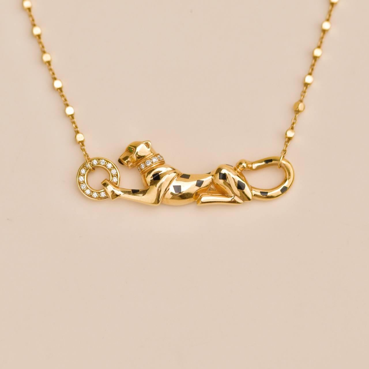 Cartier Panthère de Cartier Collar de oro rosa de 18 quilates con diamantes, granate y ónice en venta 1