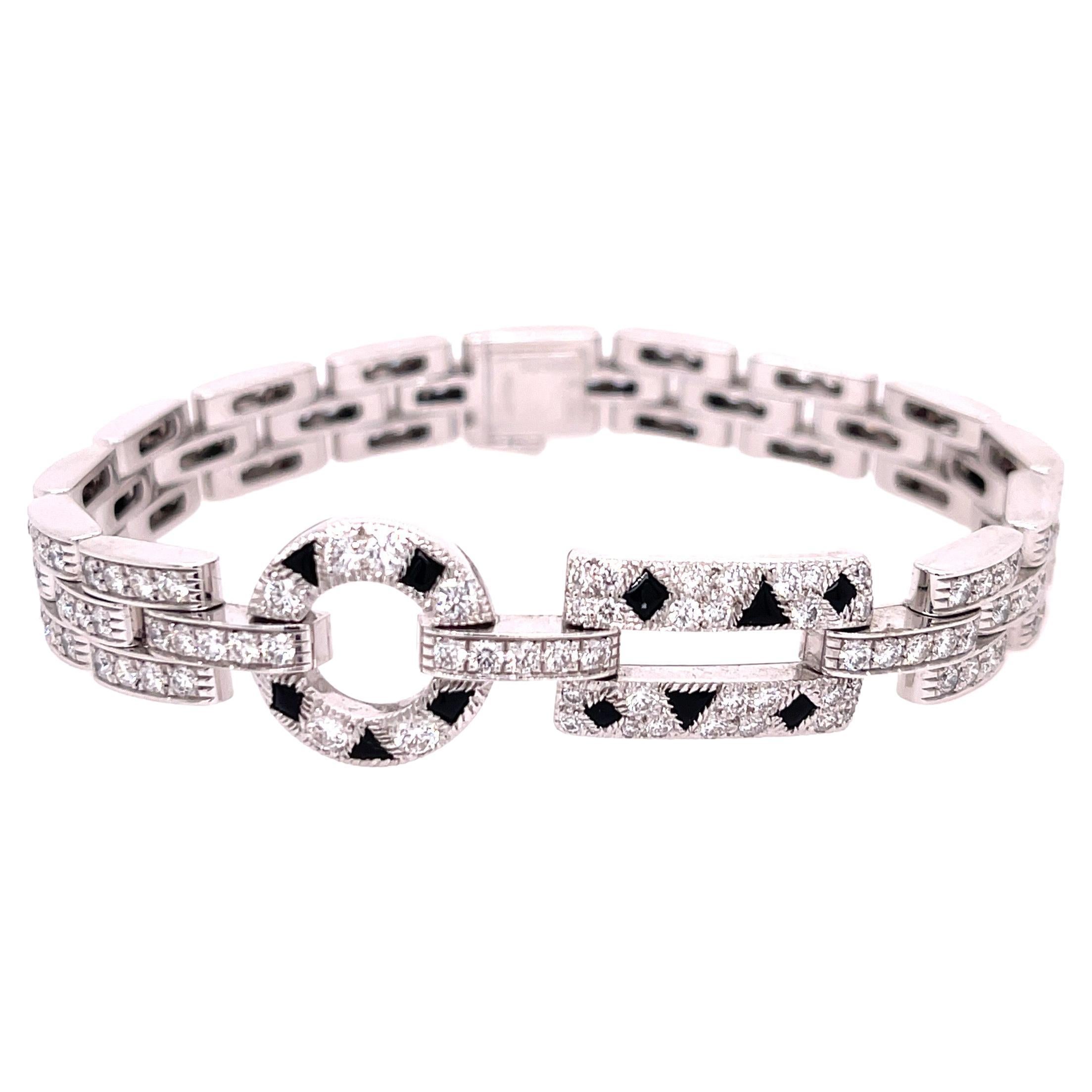 Cartier Bracelet Panthère de Cartier en or blanc avec diamants et onyx en vente