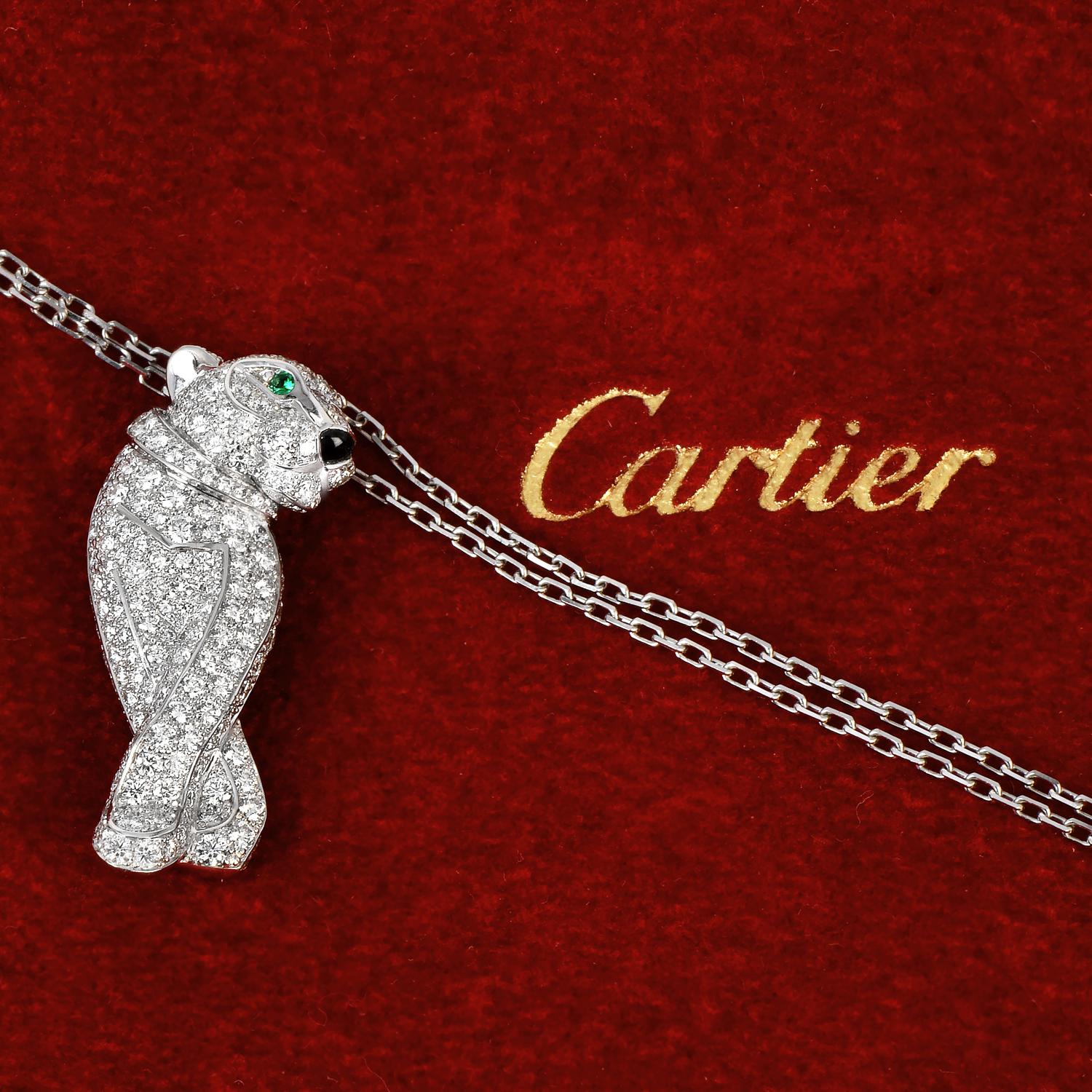 cartier diamond panther necklace