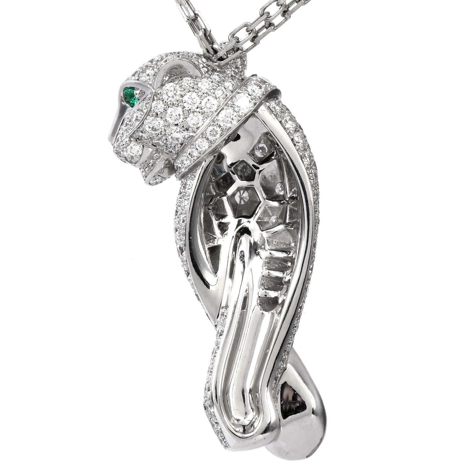 Cartier 'Panthère De Cartier' Diamond Panther Pendant Necklace In Excellent Condition In Miami, FL