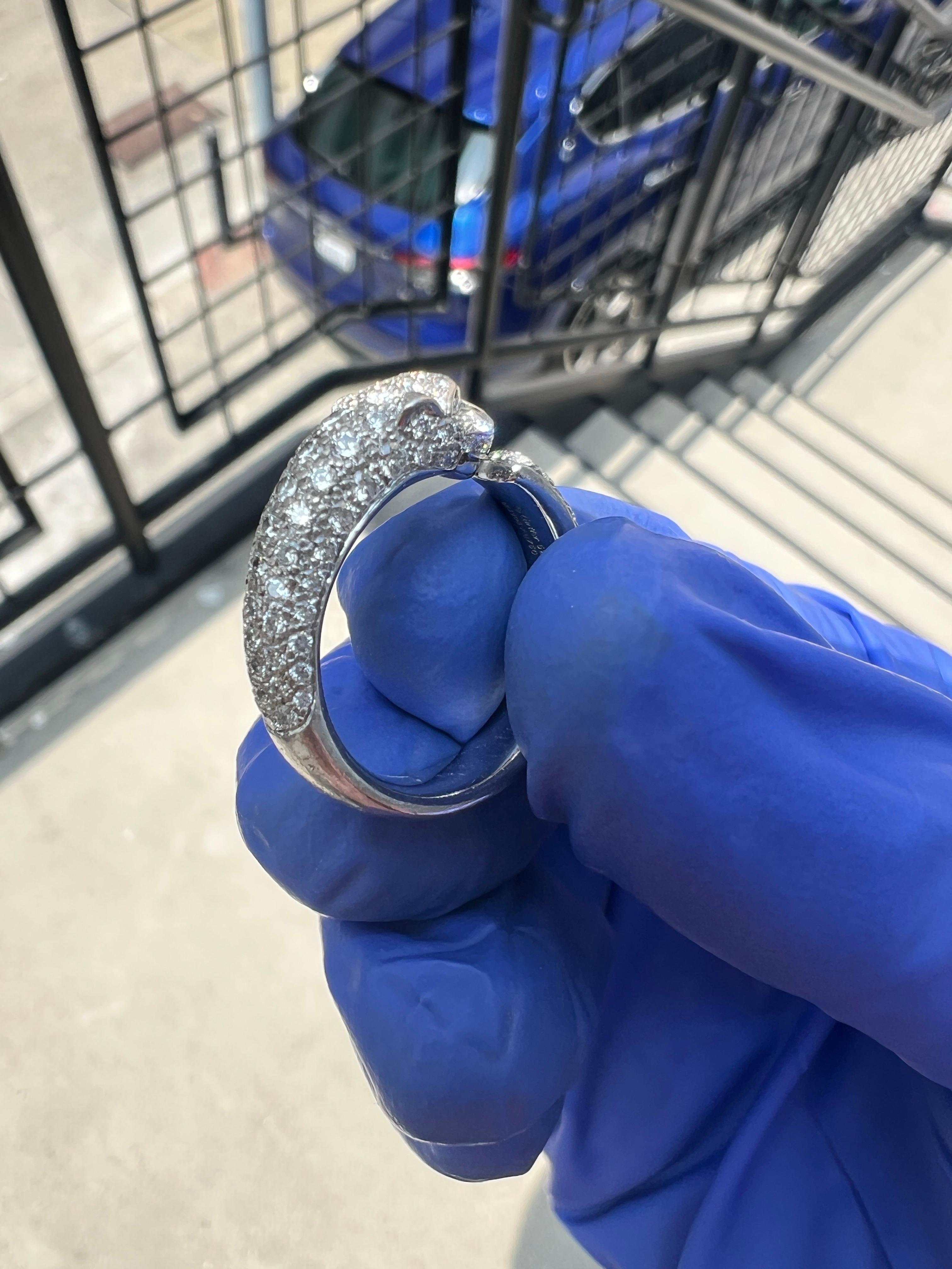 Cartier Panthère de Cartier Diamond Ring – 18k White Gold, Size 52 For Sale 1