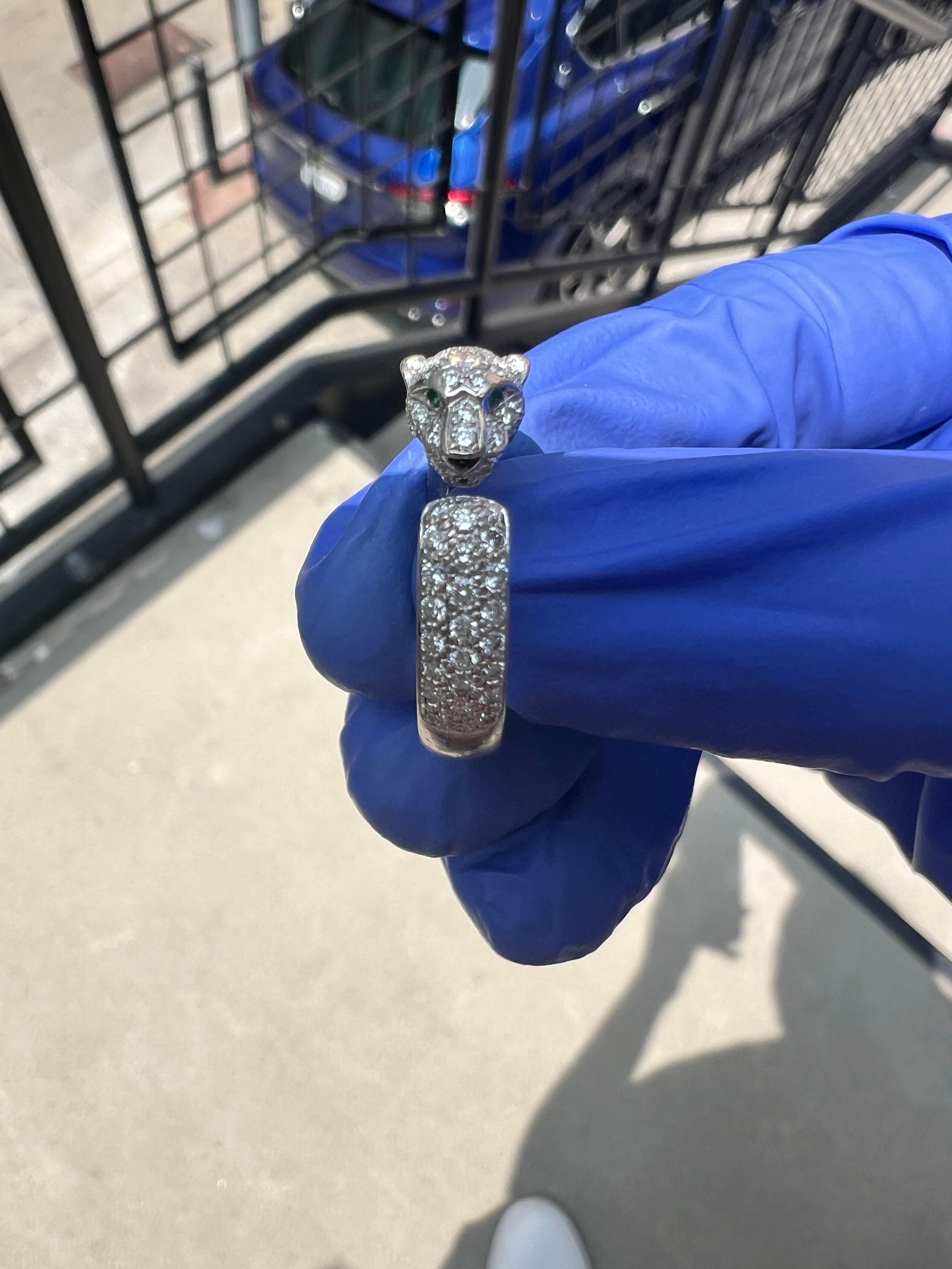 Cartier Panthère de Cartier Diamond Ring – 18k White Gold, Size 52 For Sale 3
