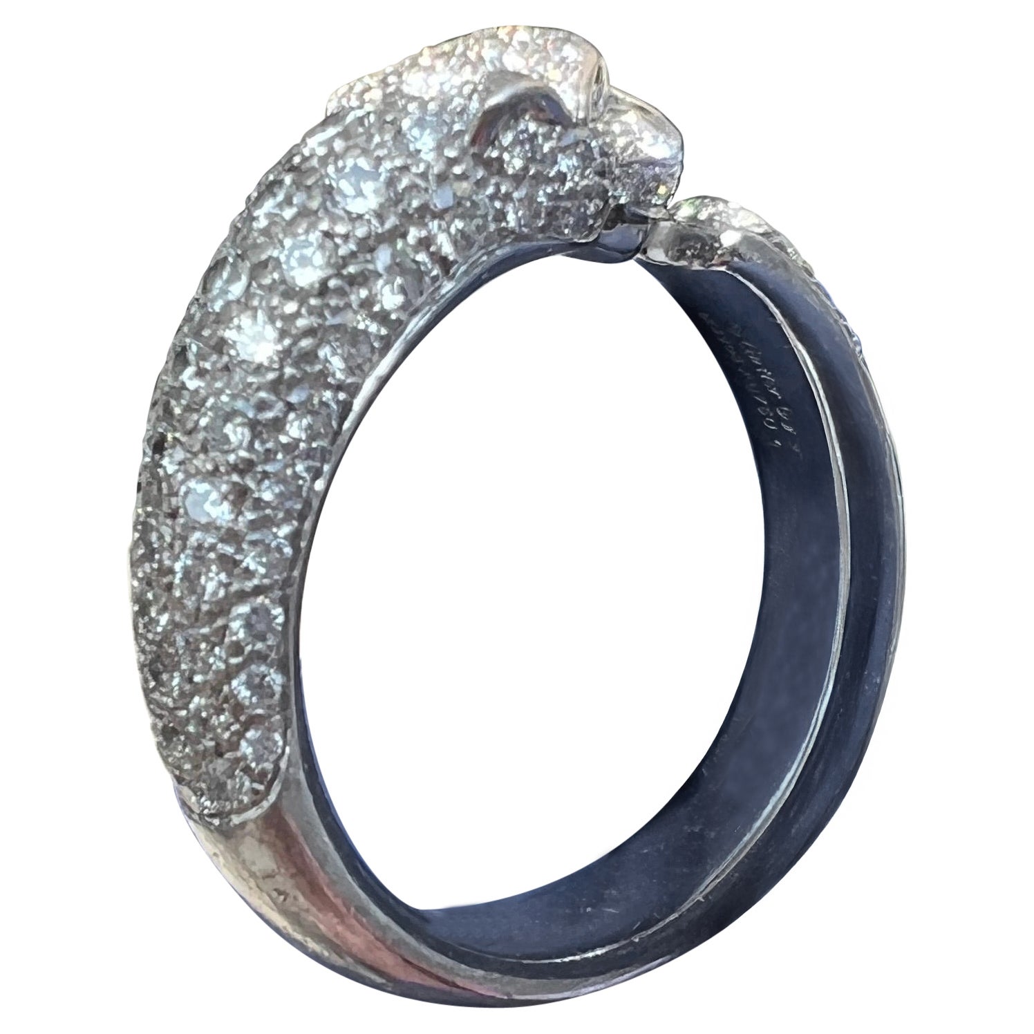 Cartier Panthère de Cartier Diamond Ring – 18k White Gold, Size 52 For Sale