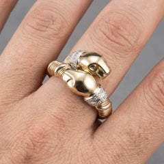 Cartier Panthère de Cartier Diamond Tricolor Gold Flexible Band Ring