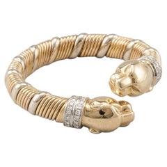 Cartier Panthère de Cartier Diamond Tricolor Gold Flexible Band Ring