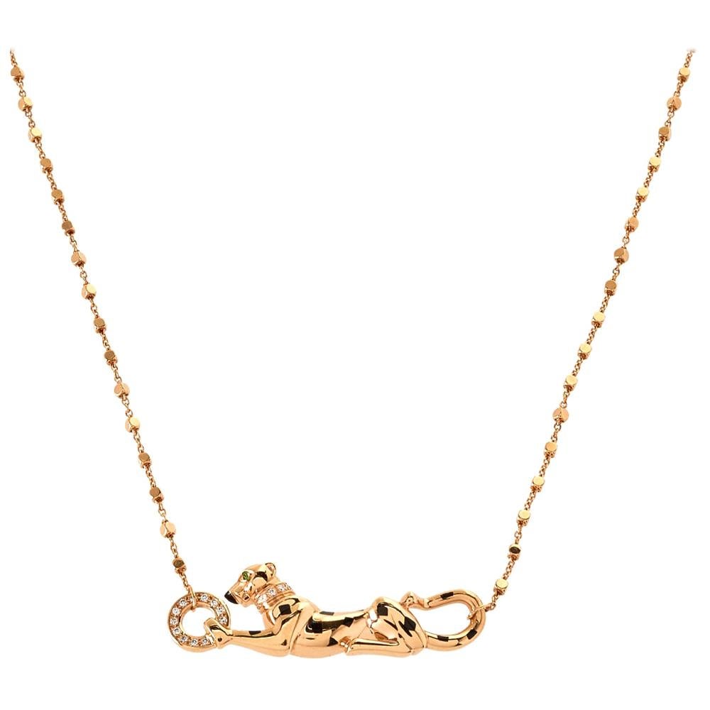 Cartier Panthere de Cartier Diamond Tsavorite 18K Rose Gold Necklace