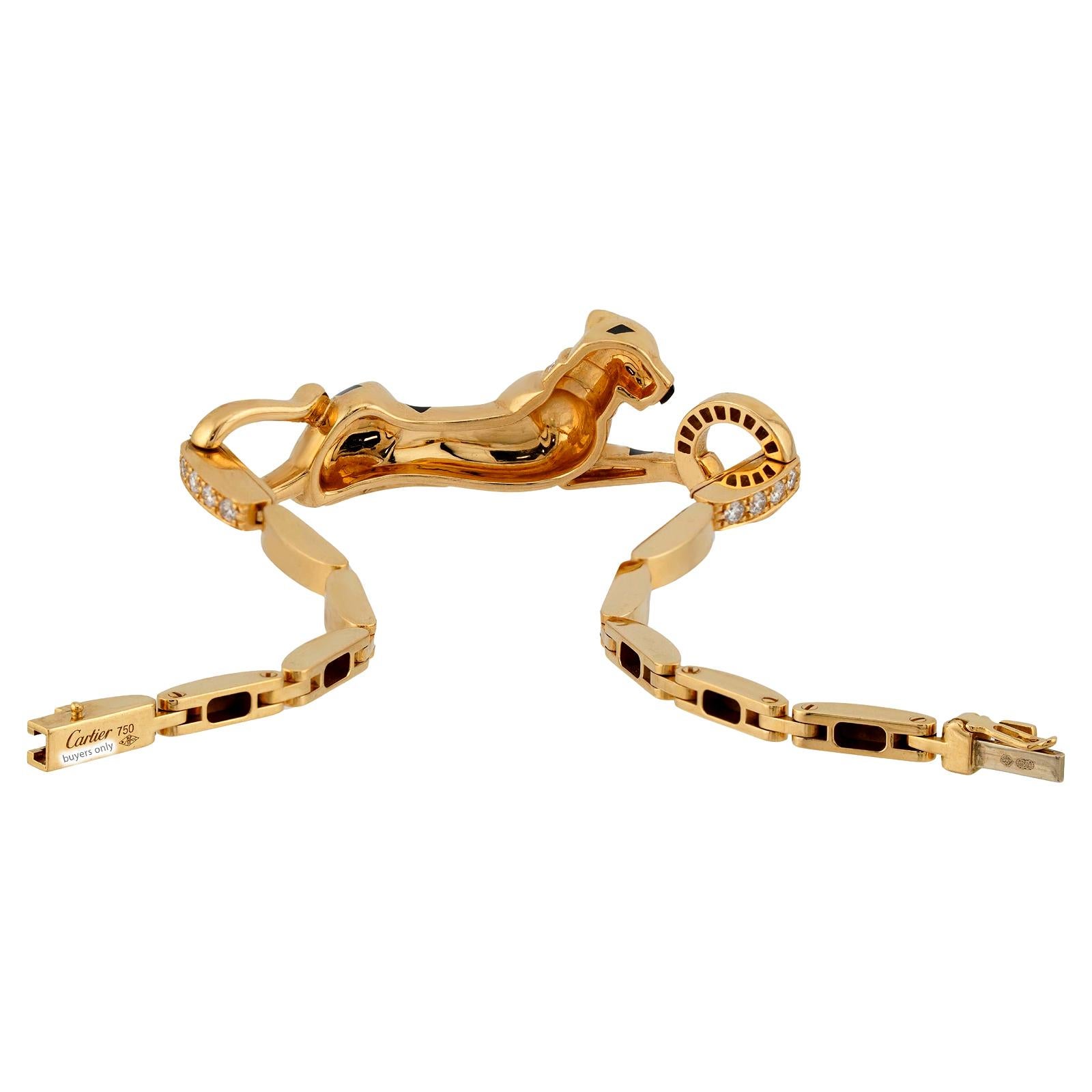 Taille brillant CARTIER Bracelet à maillons Panthère de Cartier en or jaune 18 carats, diamants et tsavorites