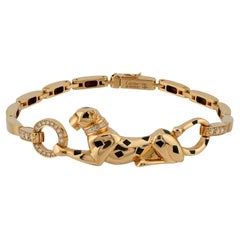 Retro CARTIER Panthere de Cartier Diamond Tsavorite 18k Yellow Gold Link Bracelet