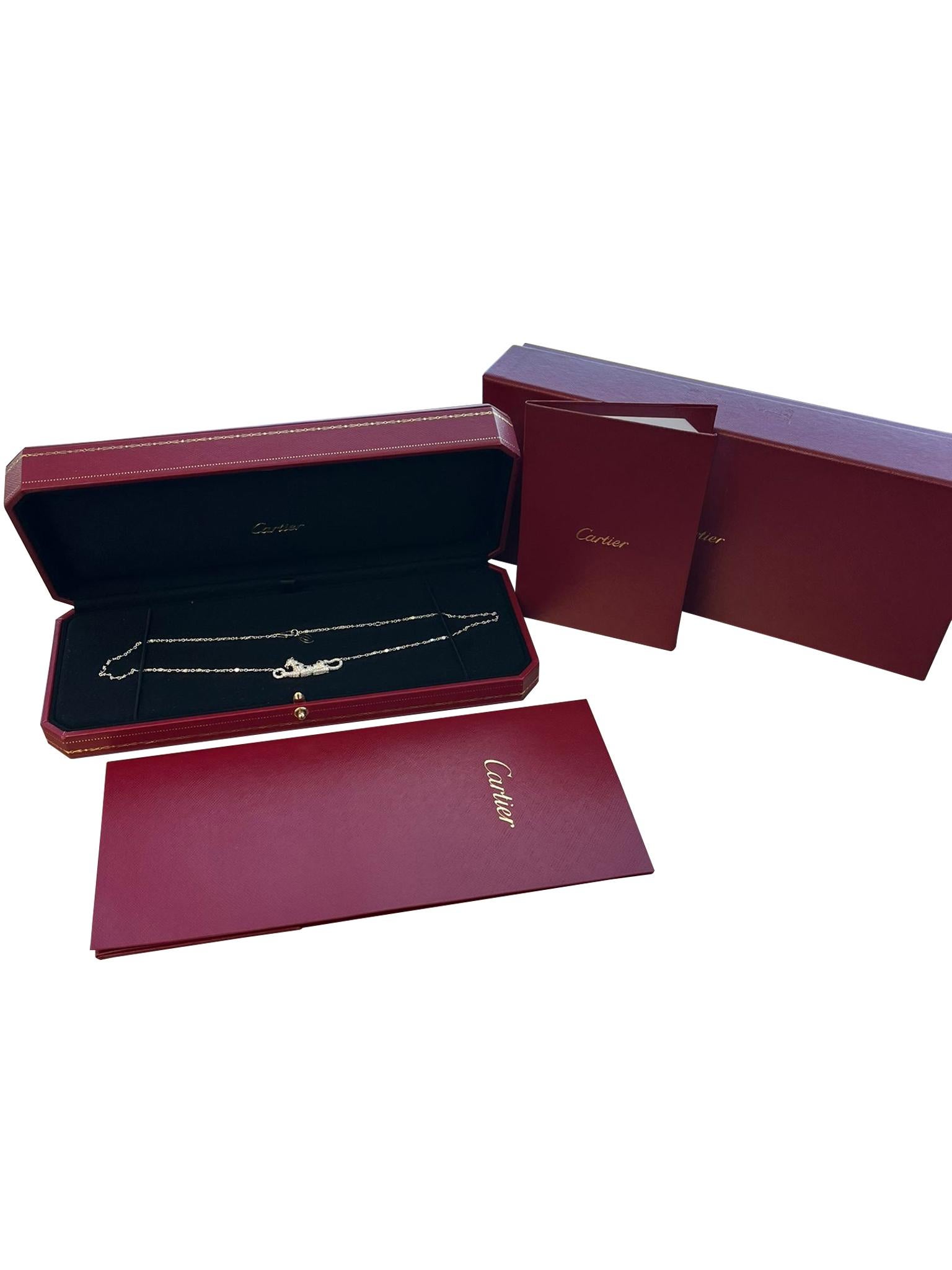 Modernista Cartier Panthere De Cartier Collana con smeraldi 0,73 carati e diamanti 18 carati in oro bianco in vendita