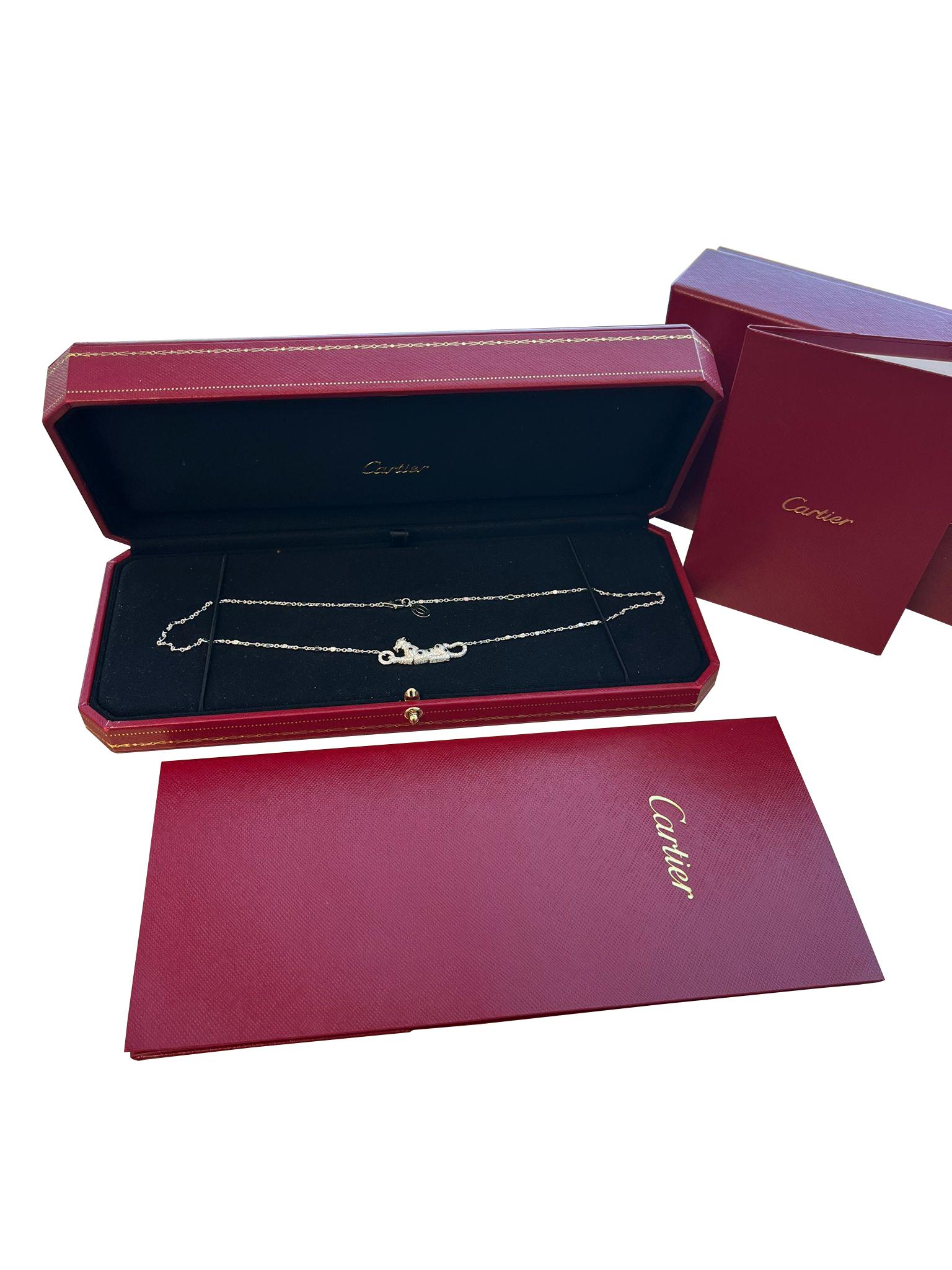 Cartier Panthere De Cartier Collana con smeraldi 0,73 carati e diamanti 18 carati in oro bianco In condizioni Nuovo in vendita a Aventura, FL