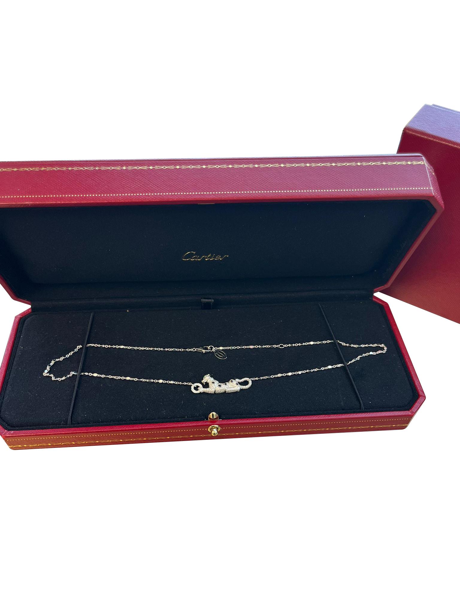 Donna Cartier Panthere De Cartier Collana con smeraldi 0,73 carati e diamanti 18 carati in oro bianco in vendita