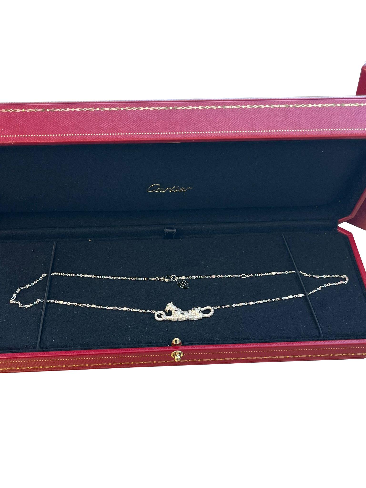 Cartier Panthere De Cartier Collana con smeraldi 0,73 carati e diamanti 18 carati in oro bianco in vendita 1