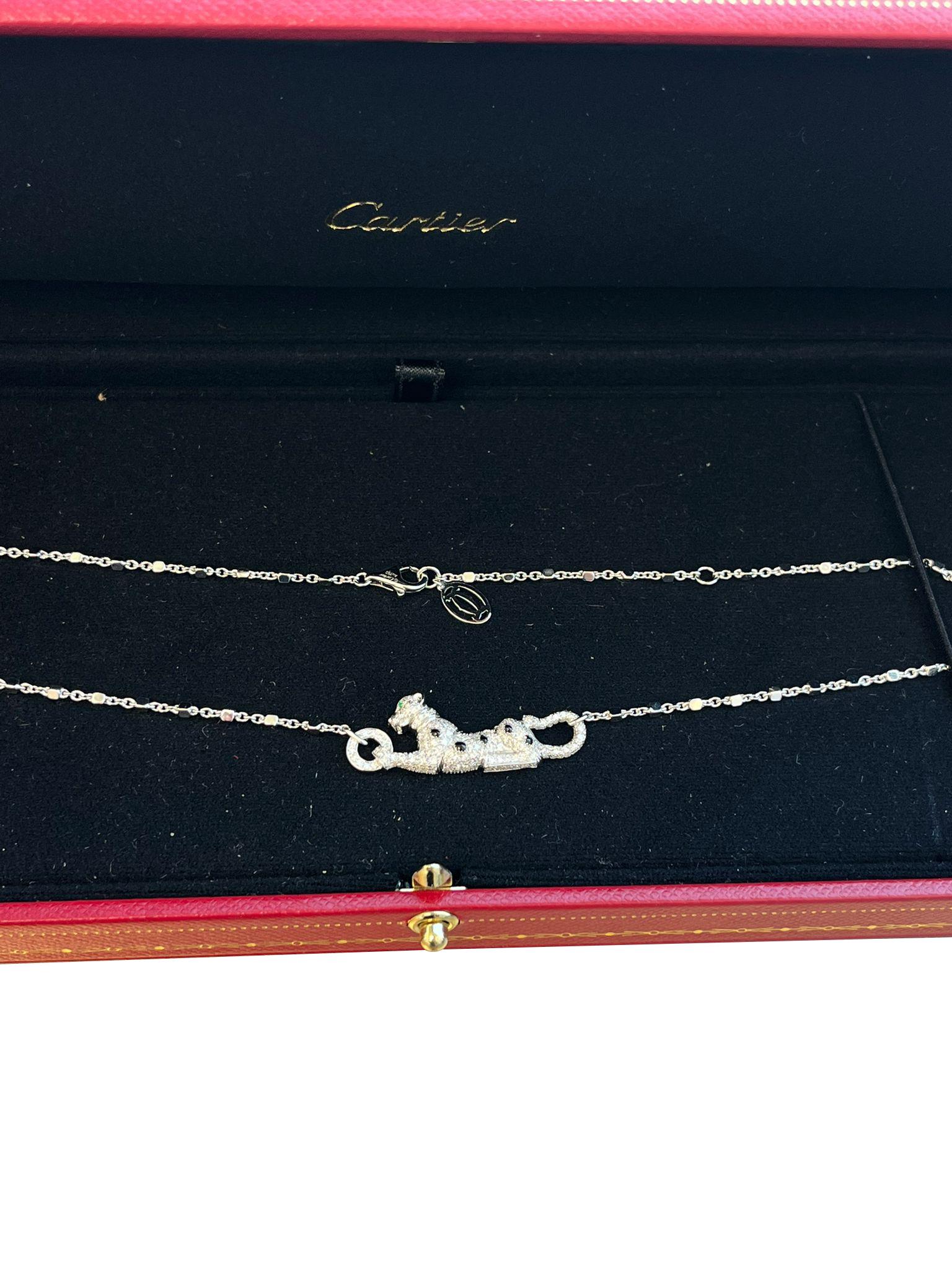 Cartier Panthere De Cartier Collana con smeraldi 0,73 carati e diamanti 18 carati in oro bianco in vendita 2