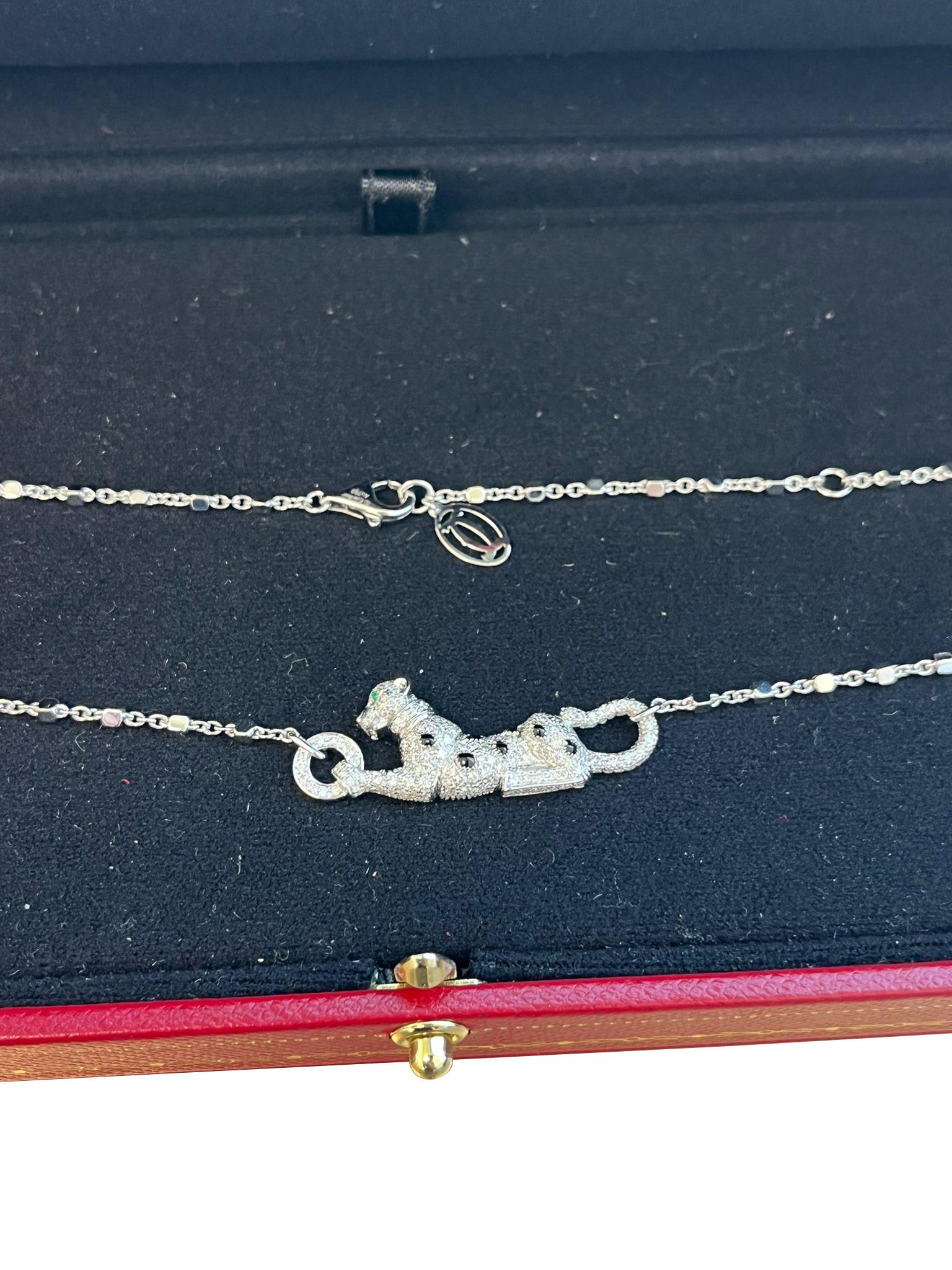 Cartier Panthere De Cartier Collana con smeraldi 0,73 carati e diamanti 18 carati in oro bianco in vendita 3